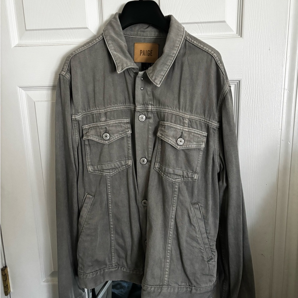 PAIGE Men's Washed Gray Button-Front Denim Jacket